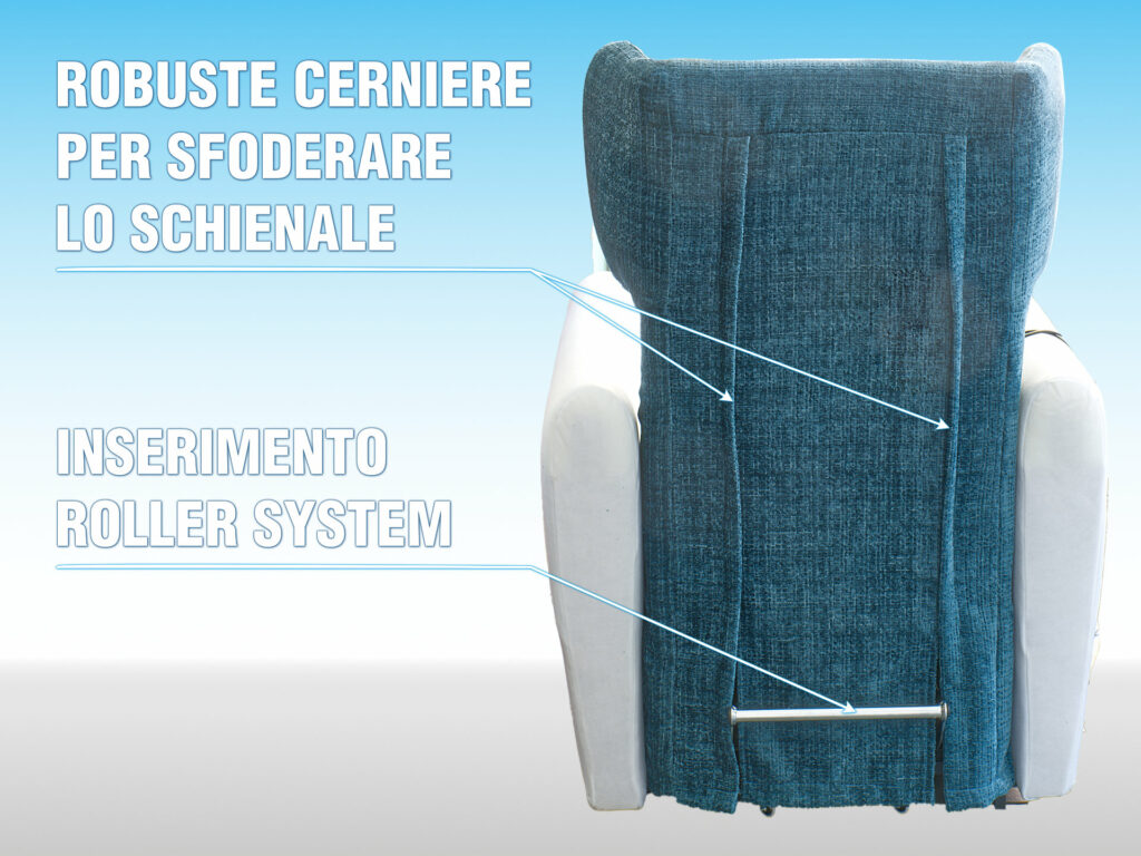 CERNIERE POSTERIORI POLTRONA SFODERABILE PER RIMOZIONE RIVESTIMENTO SCHIENALE