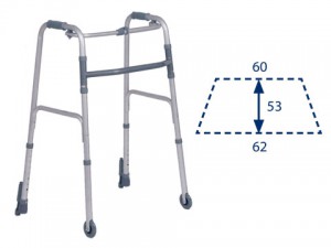 DEAMBULATORE FISSO PIEGHEVOLE CON DUE RUOTE FISSE E DUE PUNTALI CON SISTEMA DI BLOCCAGGIO DE8