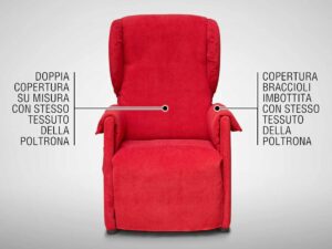 DOPPIA COPERTURA E COPRI BRACCIOLI IMBOTTITI CON STESSO TESSUTO DELLA POLTRONA