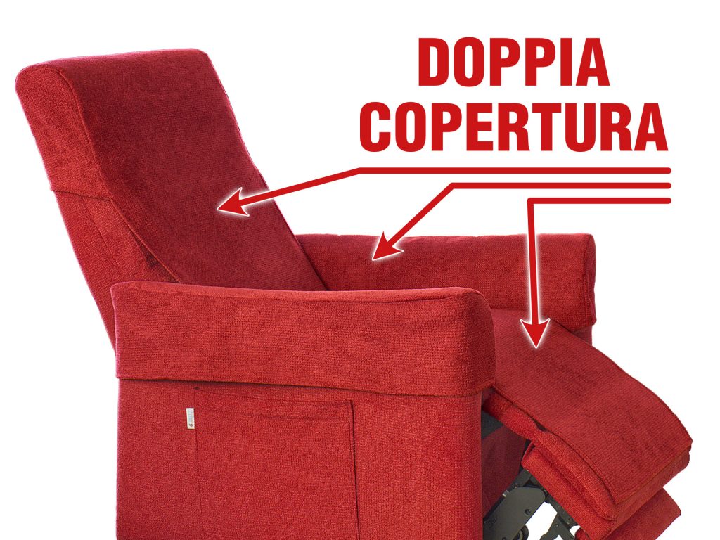 DOPPIA COPERTURA POLTRONA ANZIANI CON BRACCIOLI FIANCHI STACCABILI