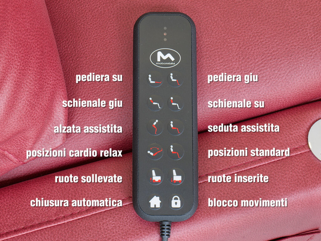 FILOCOMANDO MULTIFUNZIONALE POLTRONA DISABILI RELAX 6 MOTORI ELEVABILE 25CM CARDIO RELAX RUOTE AUTOMATICHE