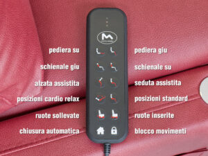 FILOCOMANDO MULTIFUNZIONALE POLTRONA DISABILI RELAX 6 MOTORI ELEVABILE 25CM CARDIO RELAX RUOTE AUTOMATICHE
