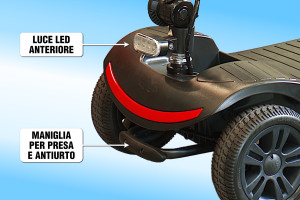 LUCE LED ANTERIORE E MANIGLIA ANTIURTO SCOOTER ECONOMICO PER DISABILI E ANZIANI