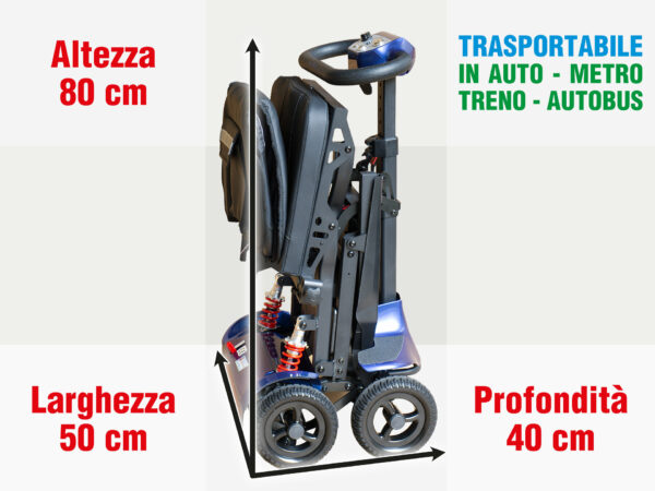 MISURE SCOOTER PIEGHEVOLE TRASPORTABILE TROLLEY PER ANZIANI E DISABILI 50X40X80 CM