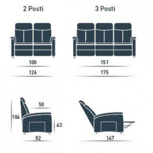 Misure divani due e tre posti realizzati con poltrone relax piccole