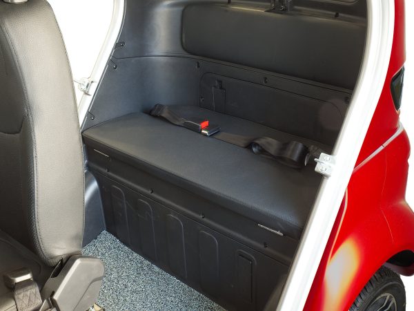 PIANALE POSTERIORE PORTABAGAGLI E OGGETTI CON CINTURA DI FISSAGGIO SCOOTER ELETTRICO CABINATO PER ANZIANI E DISABILI