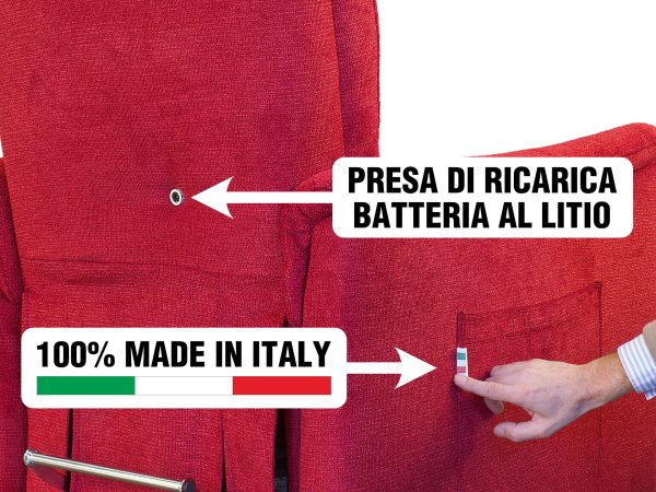POLTRONA ANZIANI CON BRACCIOLI STACCABILI 100X100 MADE IN ITALY CON BATTERIA AL LITIO