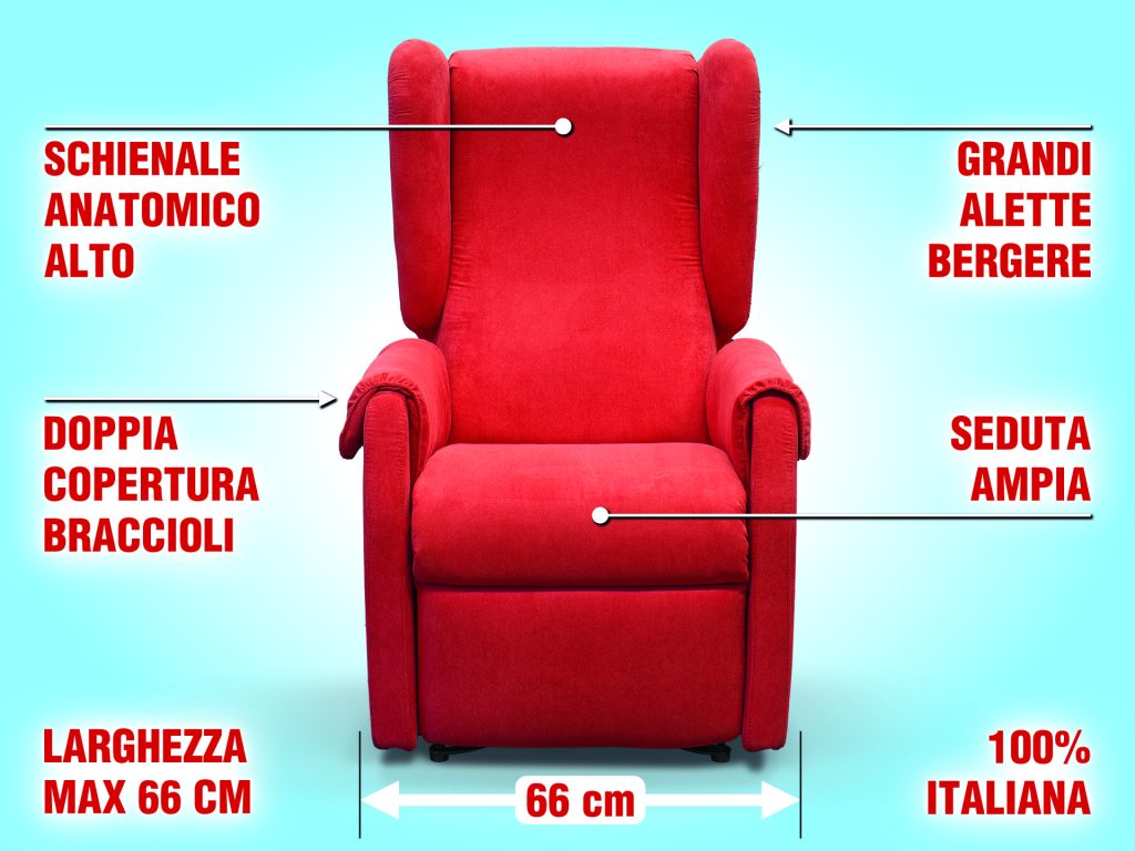 POLTRONA ANZIANI RECLINABILE LARGHEZZA 66 CM