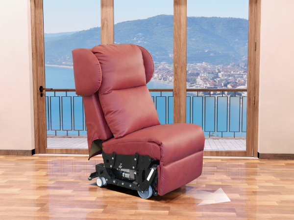 POLTRONA DISABILI FIANCHI STACCABILI SPOSTABILE SU RUOTE ELEVAZIONE VERTICALE 25 CM