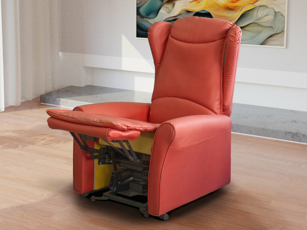 POLTRONA MASSAGGIO SHIATSU POSIZIONE TV GAMBE SOLLEVATE SCHIENALE VERTICALE