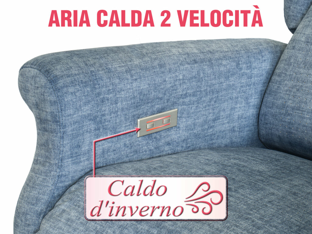 PULSANTIERA POLTRONA VENTILATA CON ARIA CALDA A 2 VELOCITA ATTIVA