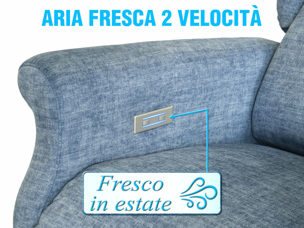 PULSANTIERA POLTRONA VENTILATA CON ARIA FRESCA A 2 VELOCITA ATTIVA