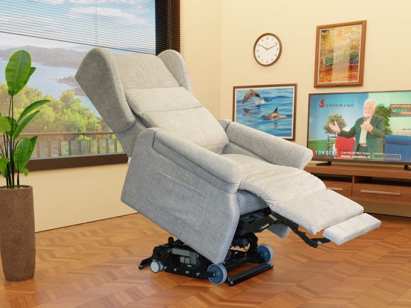 Poltrona 7 motori disabli anziani XXL 250 kg XL 200 cm in posizione anti-trendelenburg massima