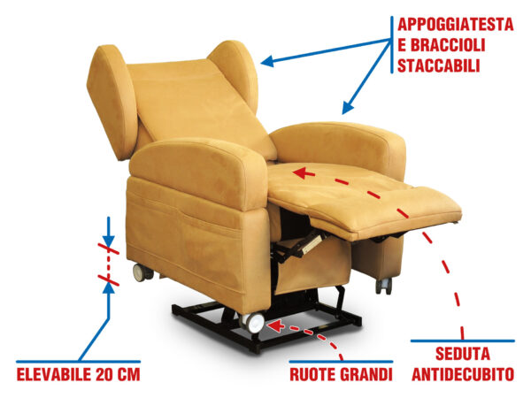 Poltrona antidecubito multifunzionale cardio relax per disabili e anziani