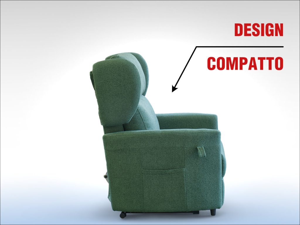 Poltrona con poggiapiedi per anziani design compatto e moderno