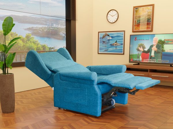 Poltrona relax disabli anziani 7 motori Extra Large 250 kg Extra Lounge 200 cm in posizione letto