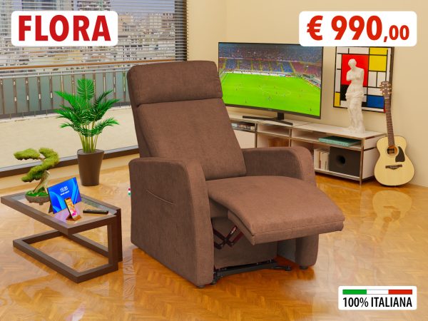 Poltrona relax traspirante per anziani con seduta a molle insacchettate marrone