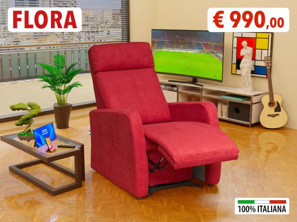 Poltrona relax traspirante per anziani con seduta a molle insacchettate rossa