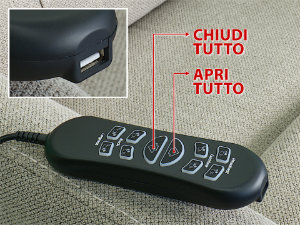 comando con porta USB poltrona relax 4 motori