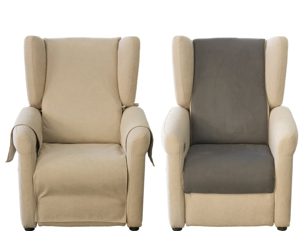 confronto poltrona relax ventilata con copertura del medesimo tessuto e senza