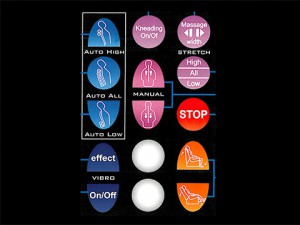 funzioni del telecomando per il massaggio shiatsu