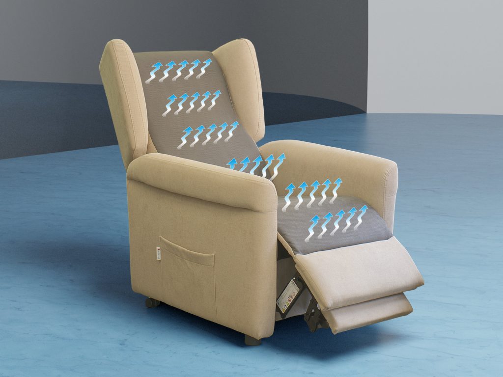poltrona relax ventilata rinfrescante riscaldante per anziani