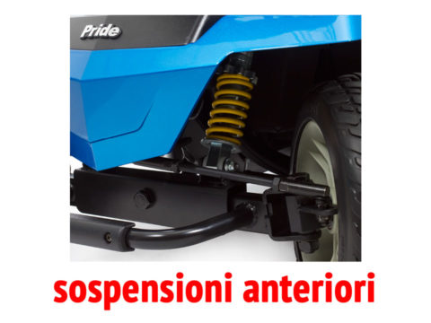 Il dettaglio delle sospensioni anteriori dello scooter per anziani disabili Libero LX