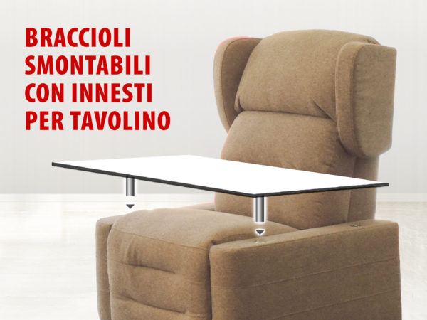 BRACCIOLO SMONTABILE POLTRONA PER DISABILI CON RUOTE