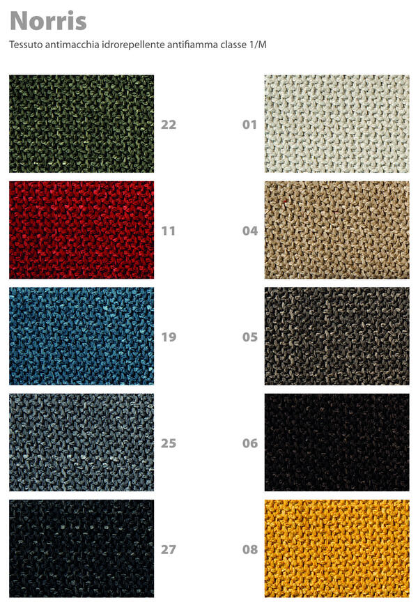 Colori tessuti poltrona relax robotica antimacchia idrorepellente antifiamma Norris Colori tessuti poltrona relax robotica antimacchia idrorepellente antifiamma Norris