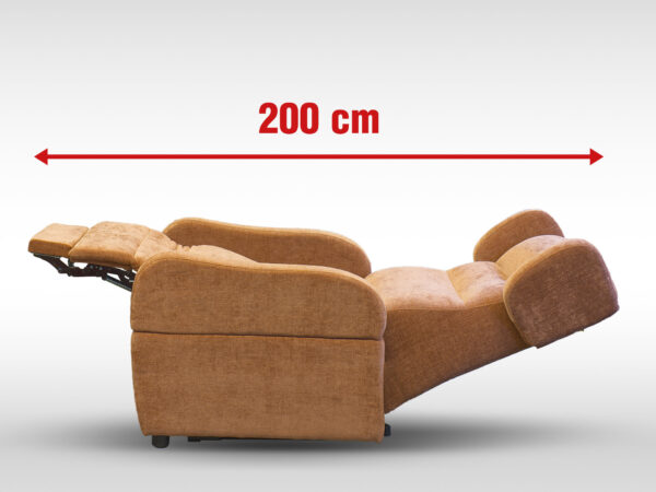 Lunghezza 200 cm poltrona relax XL 150 kg per persone alte e grandi vista laterale posizione letto zero gravity