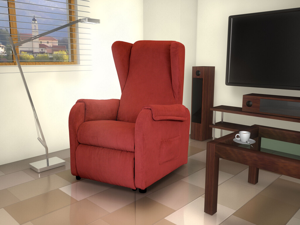 PICCOLA POLTRONA RELAX RECLINABILE PER ANZIANI CON RUOTE SOLLEVABILI ROSSA PICCOLA POLTRONA RELAX RECLINABILE PER ANZIANI CON RUOTE SOLLEVABILI ROSSA