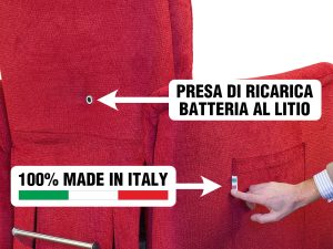 POLTRONA ANZIANI CON BRACCIOLI STACCABILI 100X100 MADE IN ITALY CON BATTERIA AL LITIO