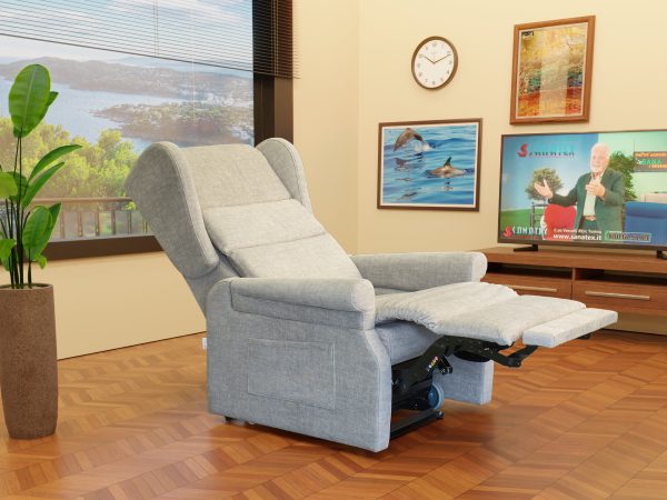 Poltrona 7 motori disabli anziani Extra Large 250 kg Extra Lounge 200 cm in posizione letto gran relax