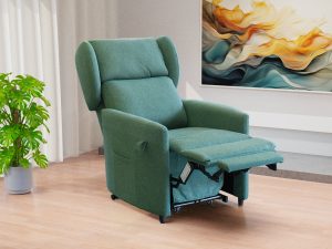 Poltrona con poggiapiedi per anziani seduta memory fianchi e appoggiatesta staccabili lunghezza 186 cm posizione lettura relax