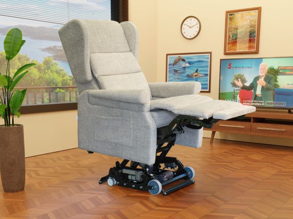 Poltrona relax disabli anziani 7 motori XXL 250 kg XL 200 cm sollevata 35 cm posizione panorama