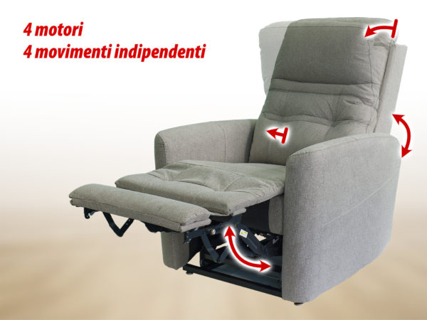 poltrona relax 4 motori poggiatesta supporto lombare regolabili
