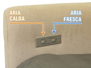 pulsanti ventilazione caldo freddo su fianco poltrona